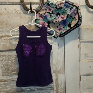 Girls Purple Mermaid Tank and Shorts Size 5